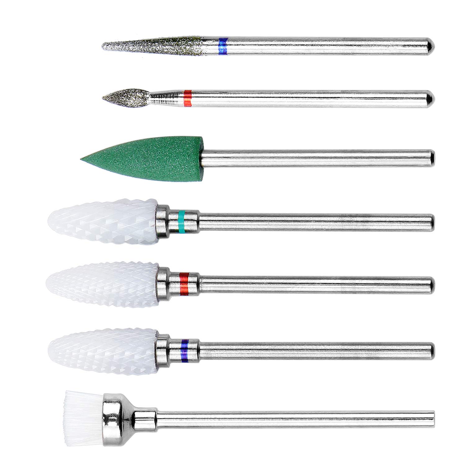 TsunNee, set di 7 punte per unghie professionali in carburo di tungsteno, per limare le unghie, per la maggior parte dei trapani elettrici per manicure, per abbellire le unghie e lucidare le unghie.