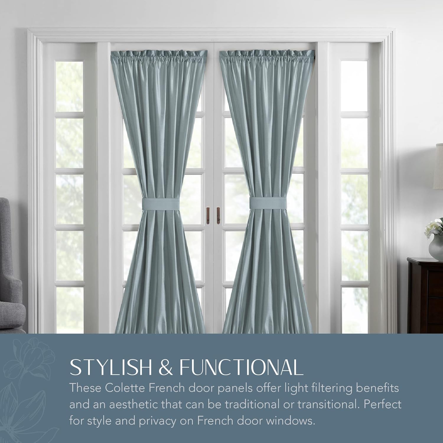 Mineral Faux Silk Blackout French Door Curtain Panel 54" x 72"