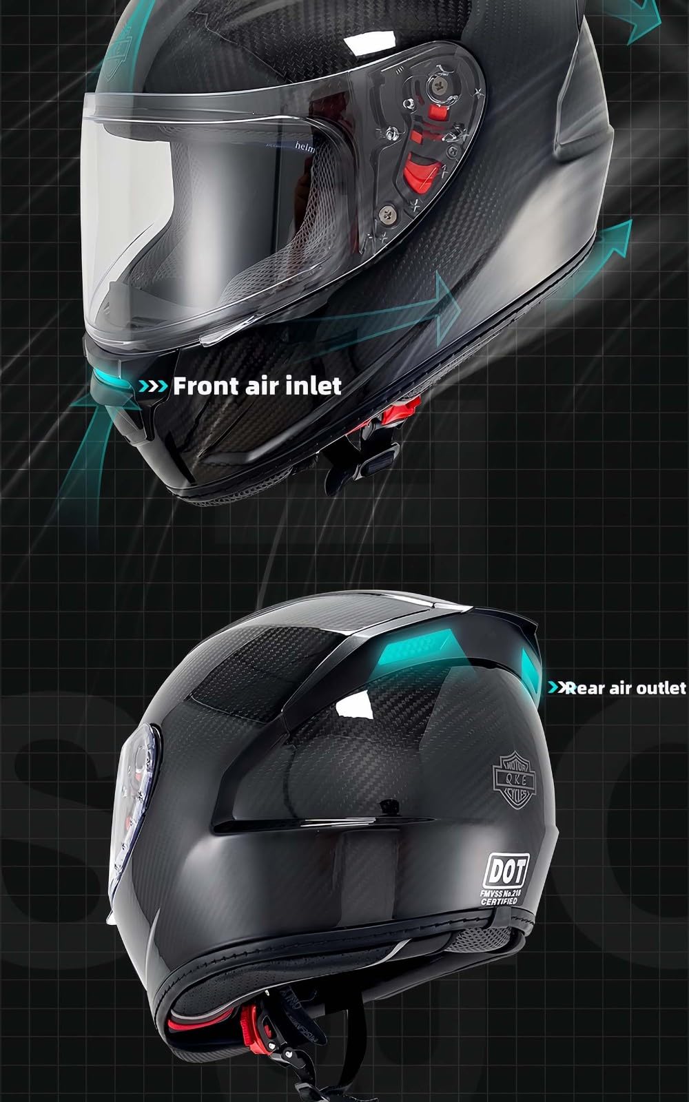 Casco Modular Fabricado En Fibra De Carbono, Casco Integral Bluetooth, con Visera, Casco Integral De Moto Homologado ECE, Transpirable Y Cómodo, para Adultos, Mujeres Y Hombres