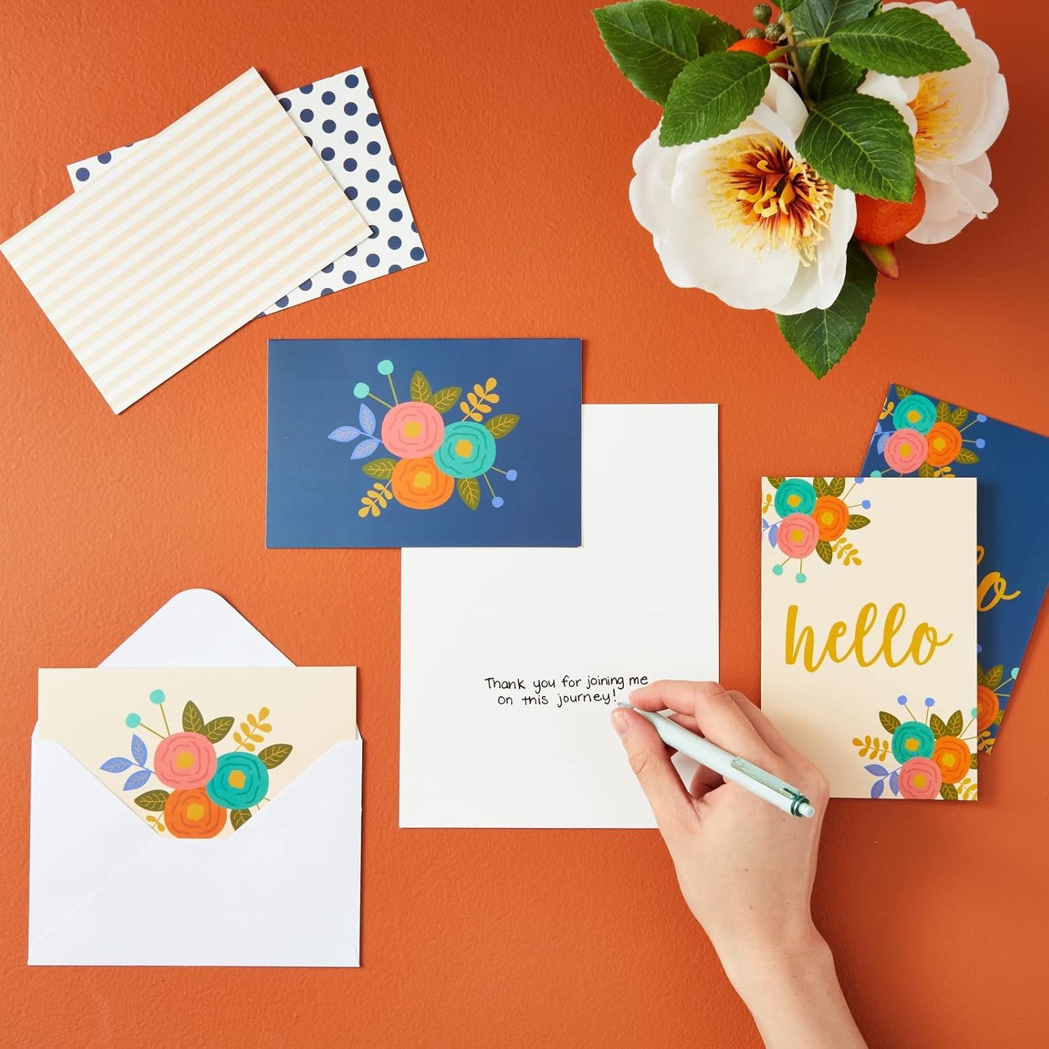 48 Pack Blank Cards and Envelopes Stationary Set - Ideal for Everyday Greeting and Thinking of You Cards - 4 Blank Design w/Two Hello (4x6 Inches)