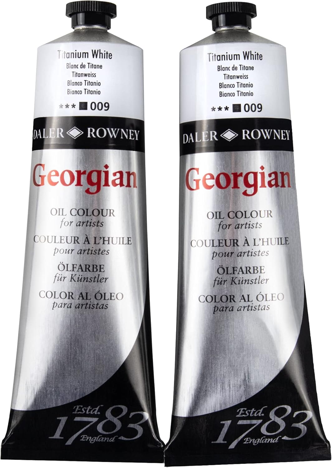 Daler-Rowney Georgian Oil Paint Titanium White Twin Pack 225ml Tube - Art Paints for Canvas Paper and More - Oil Painting Supplies for Artists and Students - Artist Oil Paint