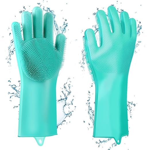 FreShine Magic Silicone Dish Washing Hand Gloves for Kitchen , Bathroom , Dishwashing and Pet