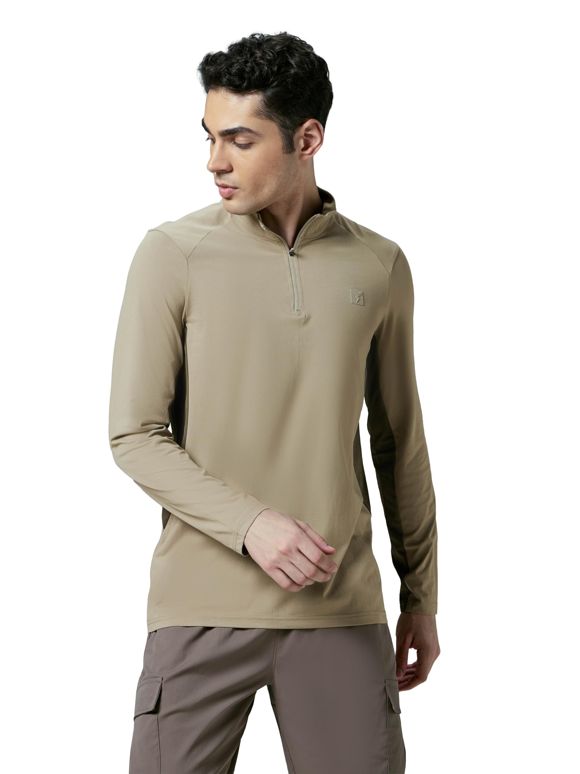 Men Polyester Slim Fit Colorblock Zipper Neck Full Sleeve Cotflex Polo T-Shirt With Quick Dry, Spf50+ For Gym, Sports And Regular Use-image-31