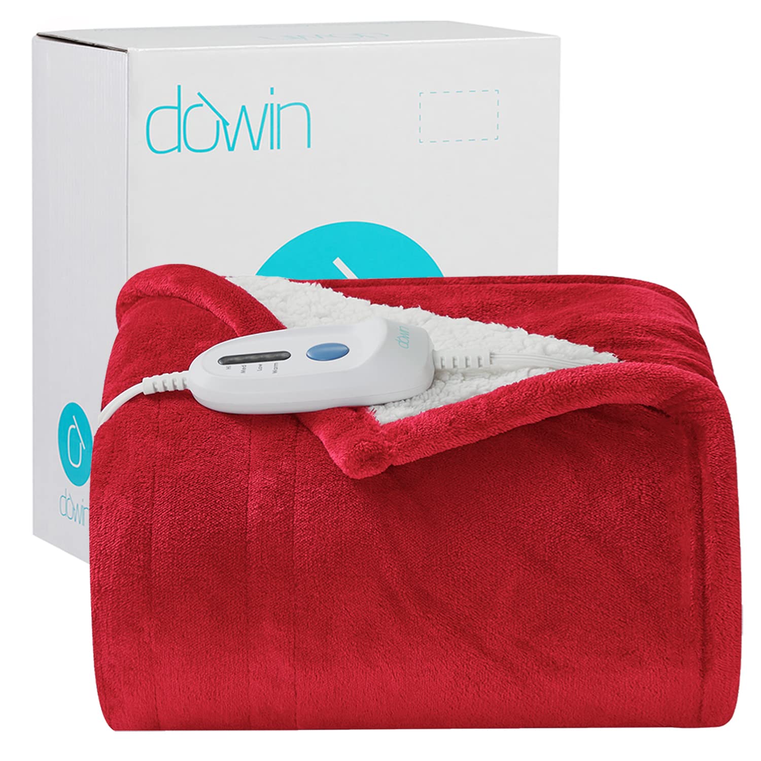 Amazon.com: DoWin Electric Blanket Throw Flannel Fleece Reversible Fast Heated  Throw Blanket, ETL Certification with 4 Heating Levels and 3 Hours Auto  Shut Off Machine Washable 50 x 60(Red) : Home u0026