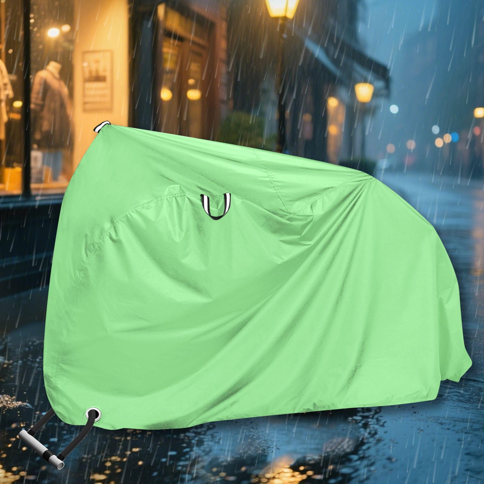 Housse de vélo d'extérieur imperméable avec trous de verrouillage pour intérieur et extérieur, convient à la plupart des vélos d'appartement - Vert pâle