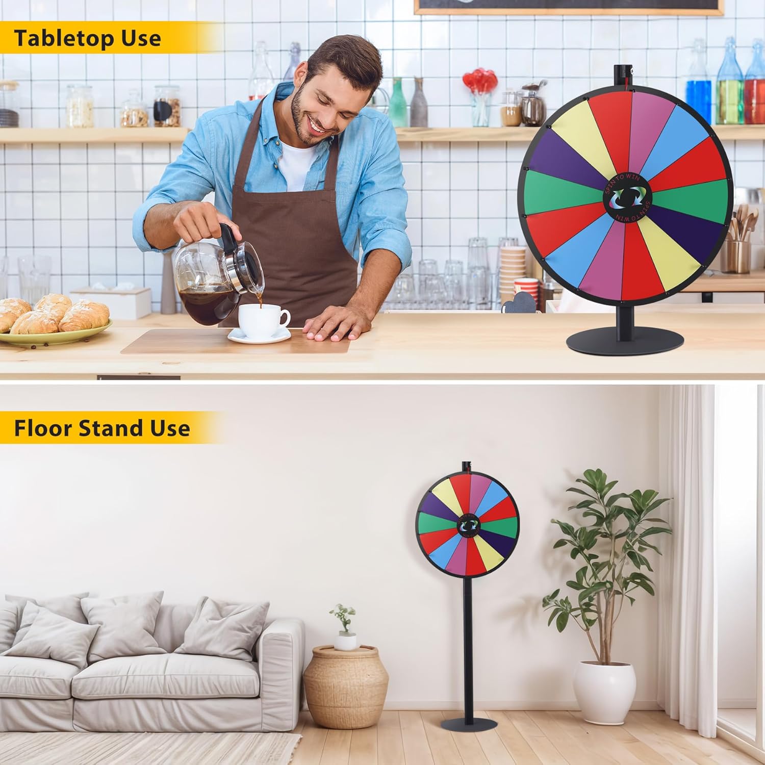 HomGarden 24 Inch Spinning Prize Wheel 14 Slots Heavy Duty Color Prize Wheel with Dry Erase Marker and Eraser Adjustable Height Spinning Game Carnival Fundraiser Halloween Thanksgiving Christmas