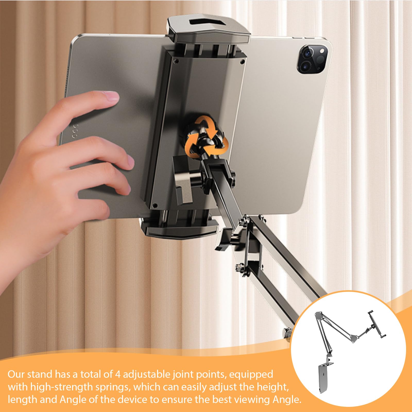 Supporto per tablet regolabile a 360°, base grande, per dispositivi 4-13 pollici