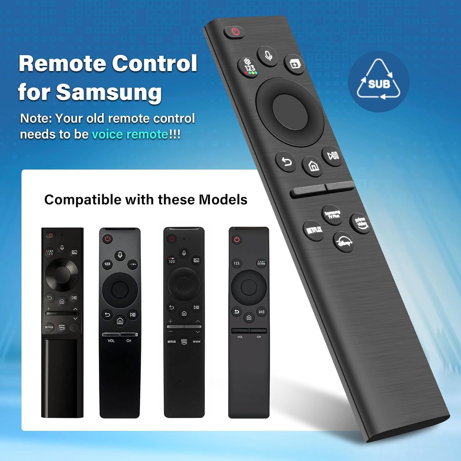 BN59-01385A Telecomando di Ricambio per Samsung, Telecomando Vocale di Ricarica Solare per Samsung Smart TV, Compatibile con 2021-2022 Smart 4K HD TV