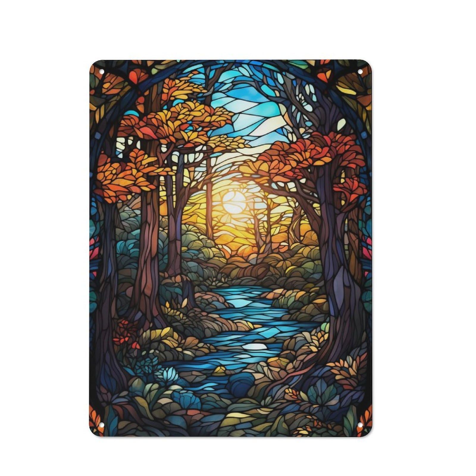 Metal Plaque 40x30cm with The Flow of Autumn for Pub Or Café, Rustic Decor, for Garage, Workshop And Man Cave Decoration
