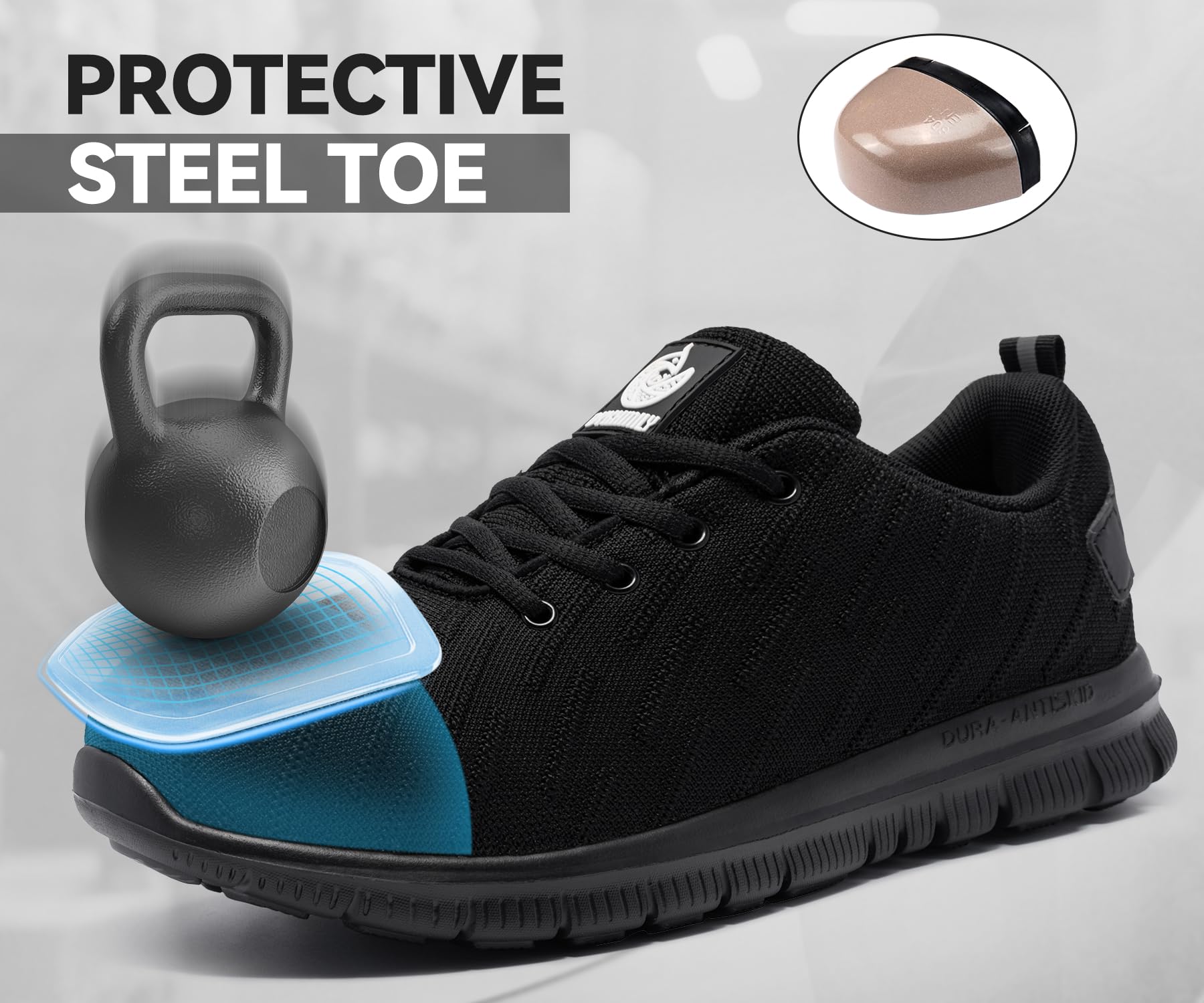 Zapatos de Seguridad Punta de Acero Mujer Hombre Ligero Calzado de Trabajo Comodo Respirable