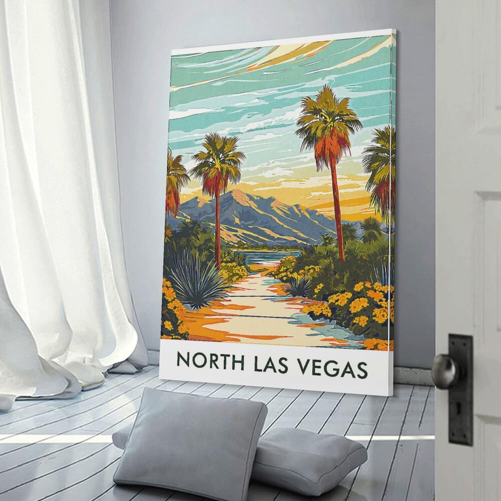 Junmoney North Las Vegas Vintage Wall Art Print 12x18inch(30x45cm), for Hallway, Entryway Or Landing, A Neat Decor Update for Hallways, for Everyday Interiors
