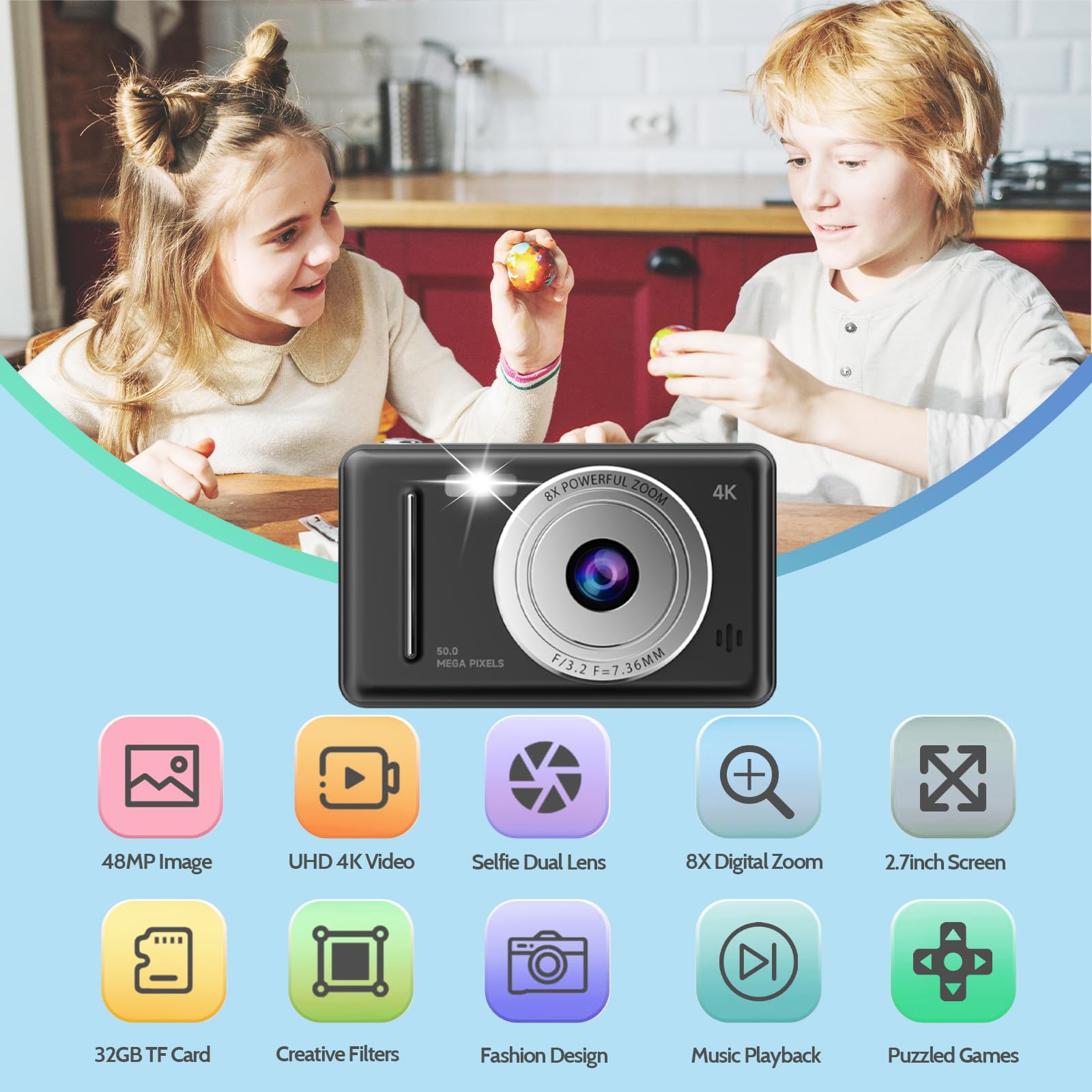 CIMELR Digital Camera, 48MP AutoFocus UHD 4K Vlogging