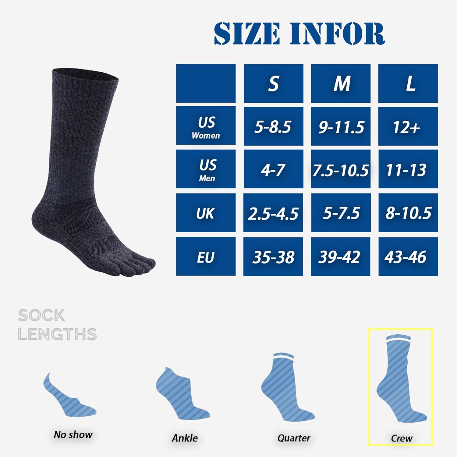 Toe Socks for Men Women Coolmax Crew Socks 3 Pairs Running Socks Athletic Breathable Five Finger Socks