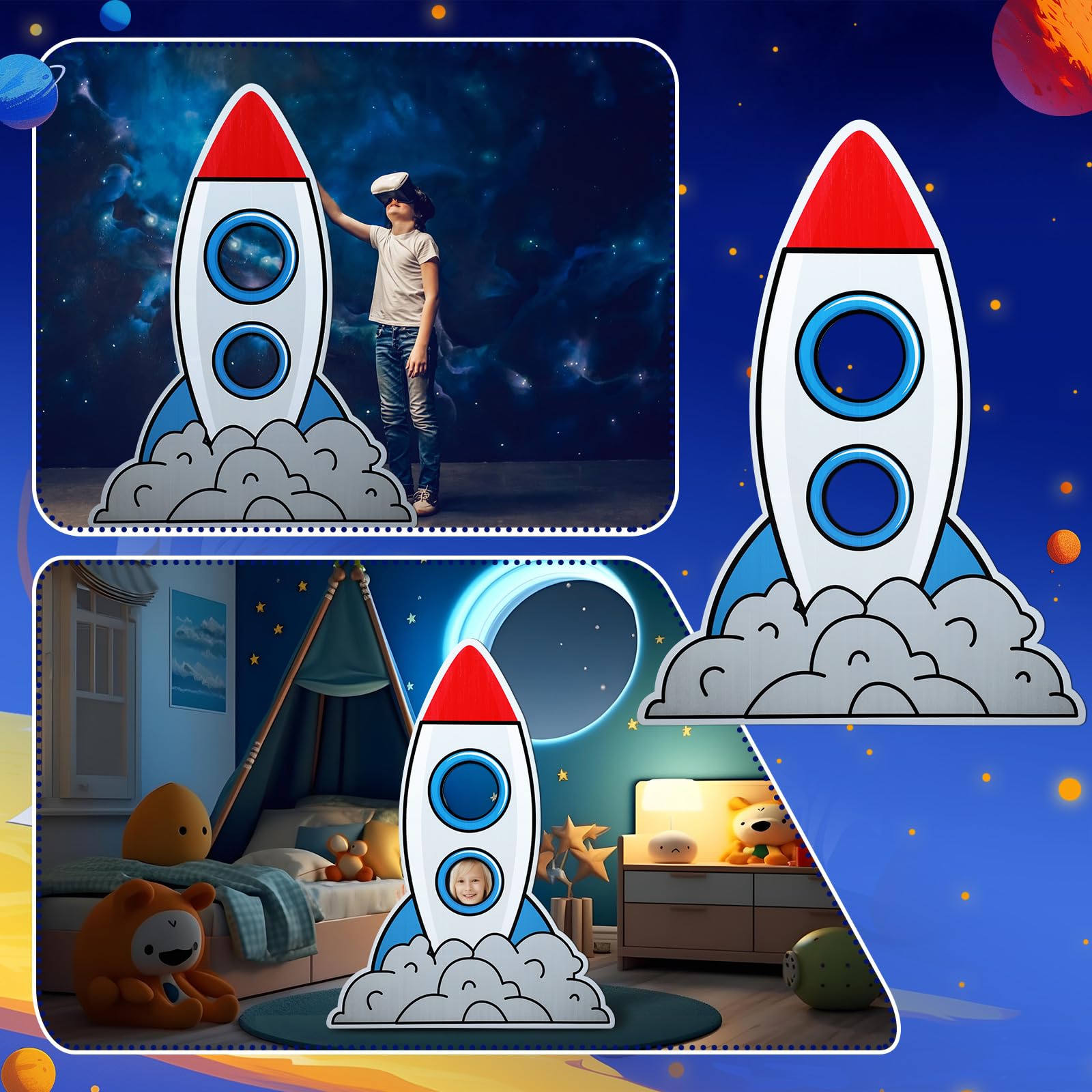 Amyhill Decoración de cartón con diseño de cohete espacial de 5 pies