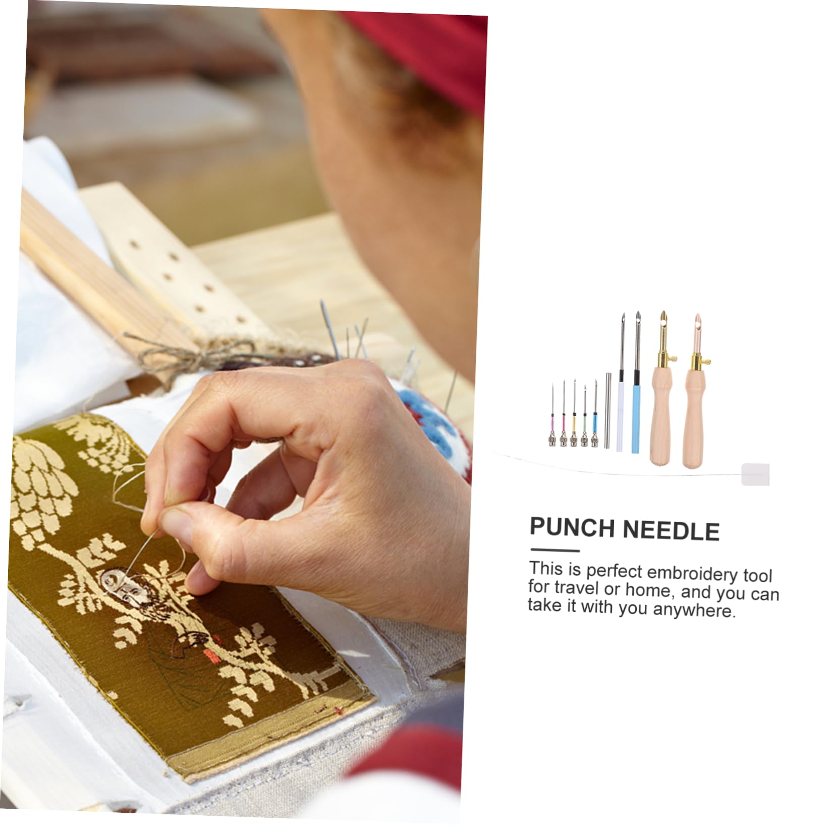Lurrose 4sets Aghi per Ricamo Punch Needle con Infilatore Kit per Cucito e Creativi per Decorazioni di Tessuti Cuscini e Progetti Manuali
