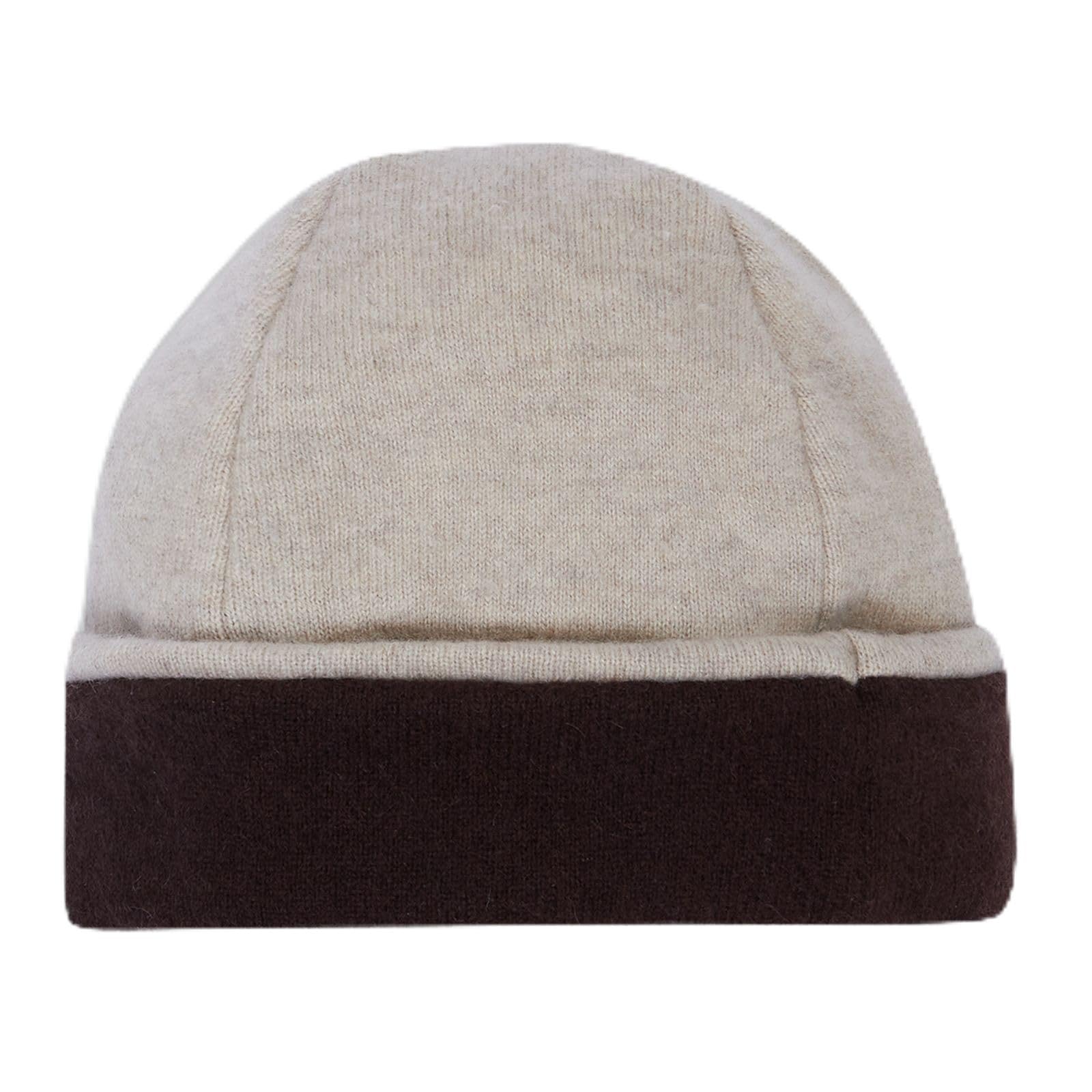 Turtle Doves 100% Recycled Cashmere Beanie (Earthy Brown)