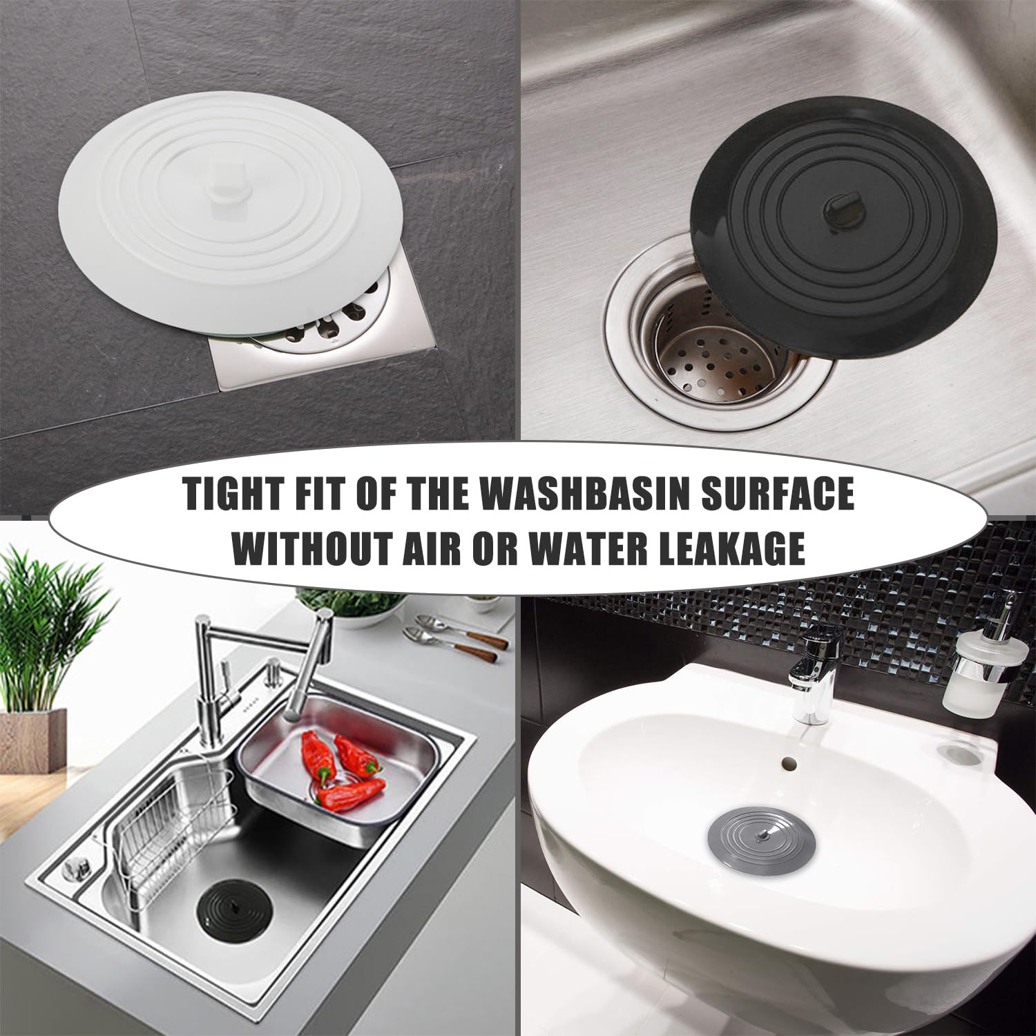 2/1pc Tappo Per Vasca In Gomma Con Catena Tappo Per Vasca Universale Tappi Di Scarico Per Vasca Da Bagno In Silicone Con Anello Per Appendere Per Scarico Del Bagno - Foto 8