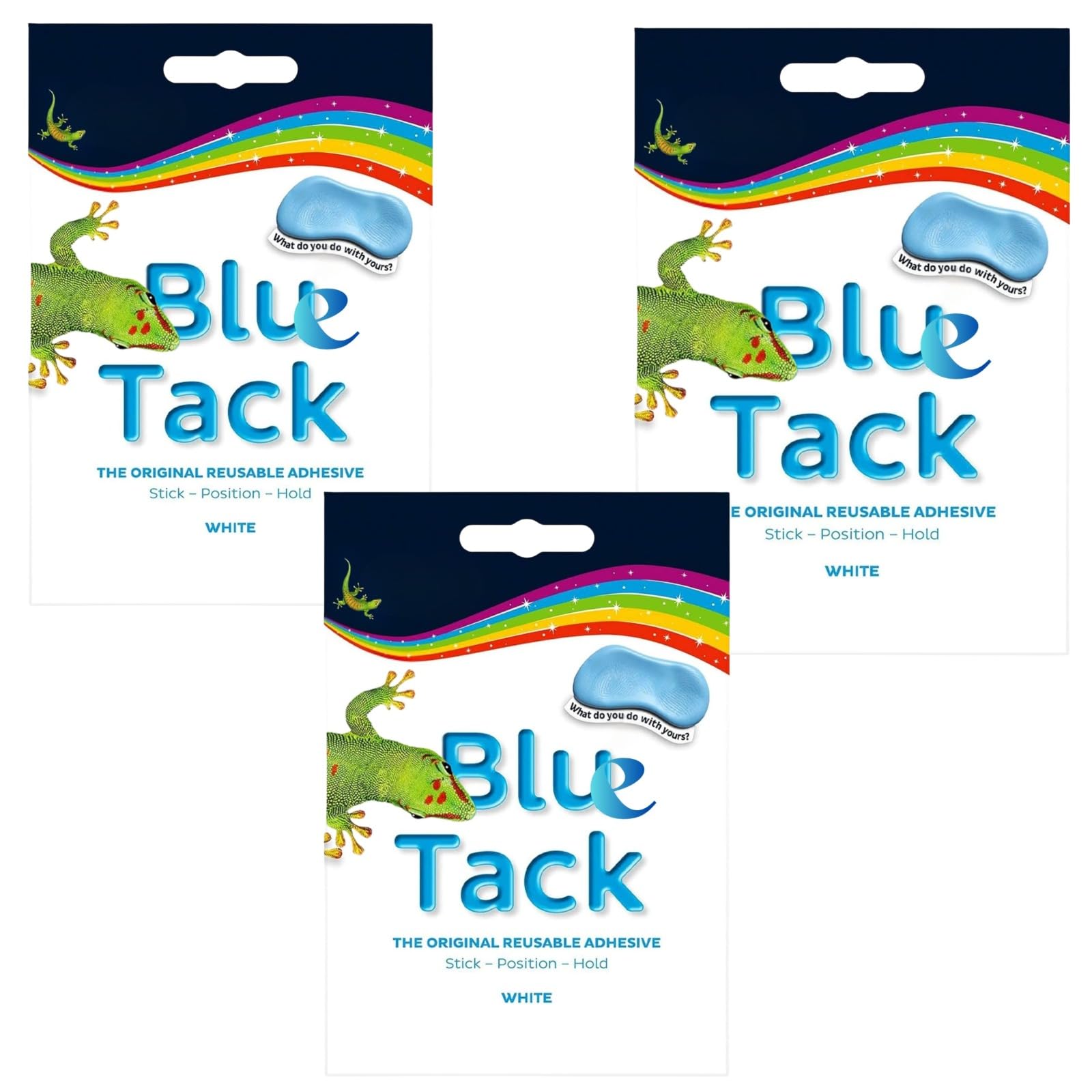 Blue Tack | White | Original Reusable Adhesive Sticks, Putty Handy Size - Multipurpose Reusable Adhesive, Safe Art Craft Handy (3)
