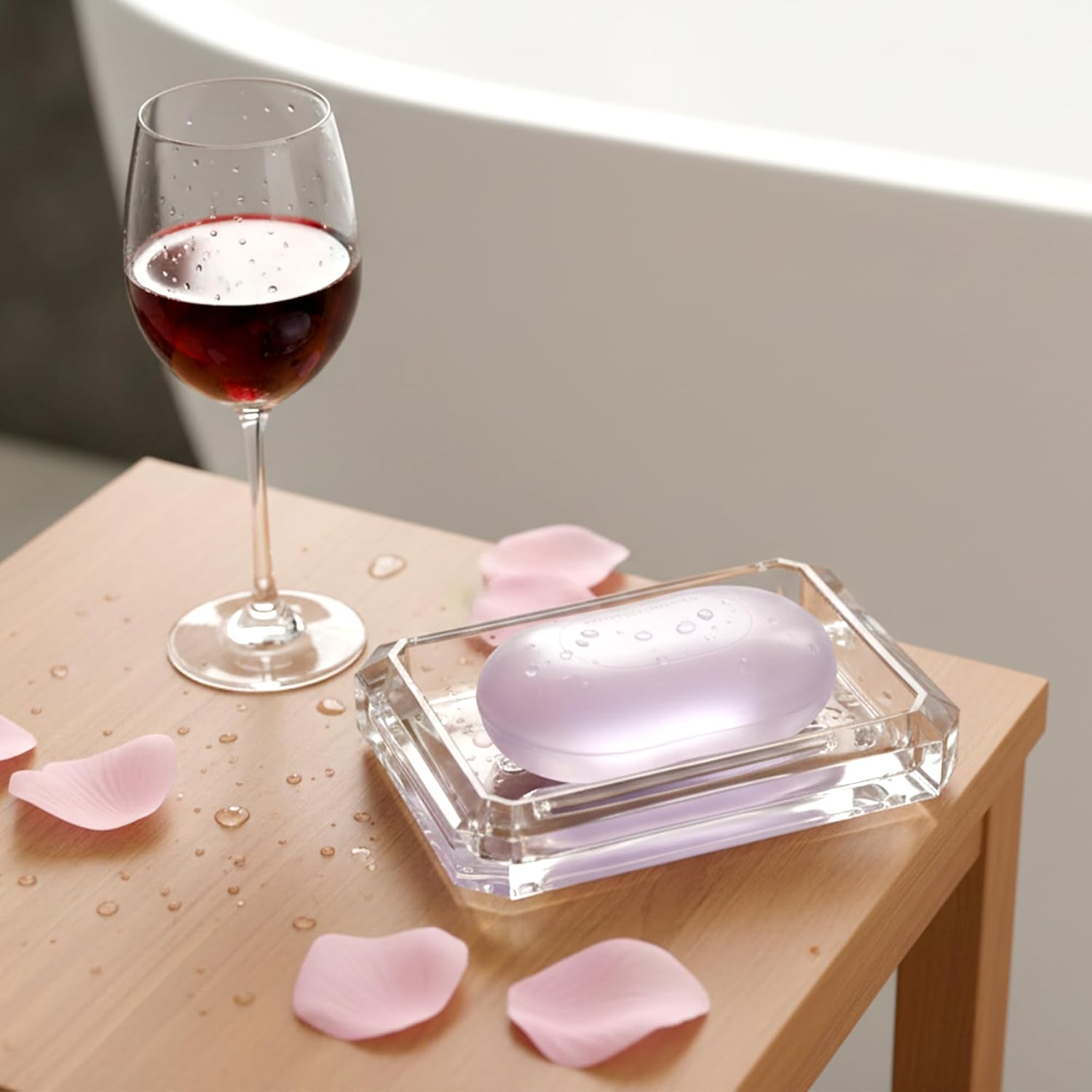 Amazing Abby - Selena - Luxury Acrylic Soap Dish (Set of 3), Clear Plastic Bar Soap Holder with Drainage Ridges, Unbreakable Soap Tray, Great for Bathroom, Shower, Kitchen Sink, Countertop, and More image 4