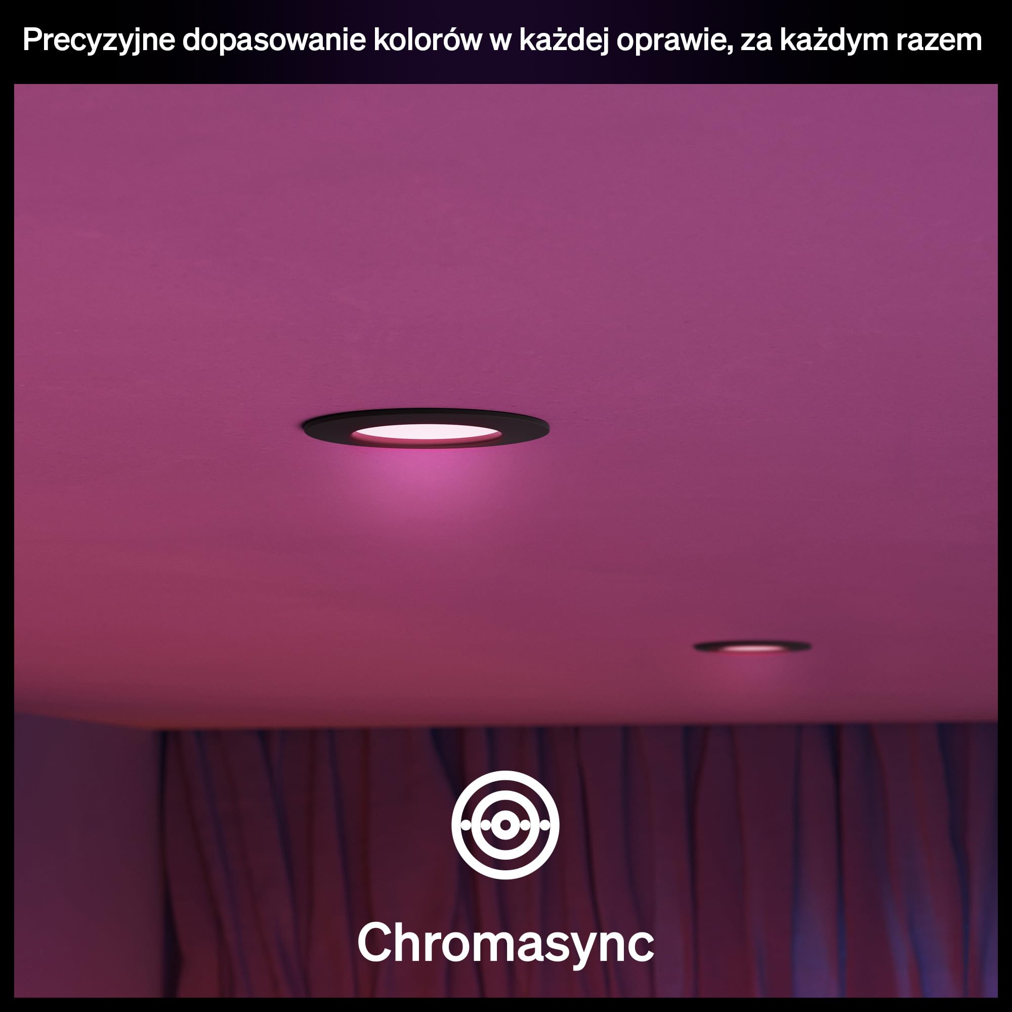 Philips Hue Slim Downlight Podtynkowa Lampa Sufitowa LED 1000 lm 90 mm Pełne Spektrum 1000–20000 K Ultraniskie Przyciemnianie Precyzyjne Kolory Inteligentne Oświetlenie Czarny 3 Szt.