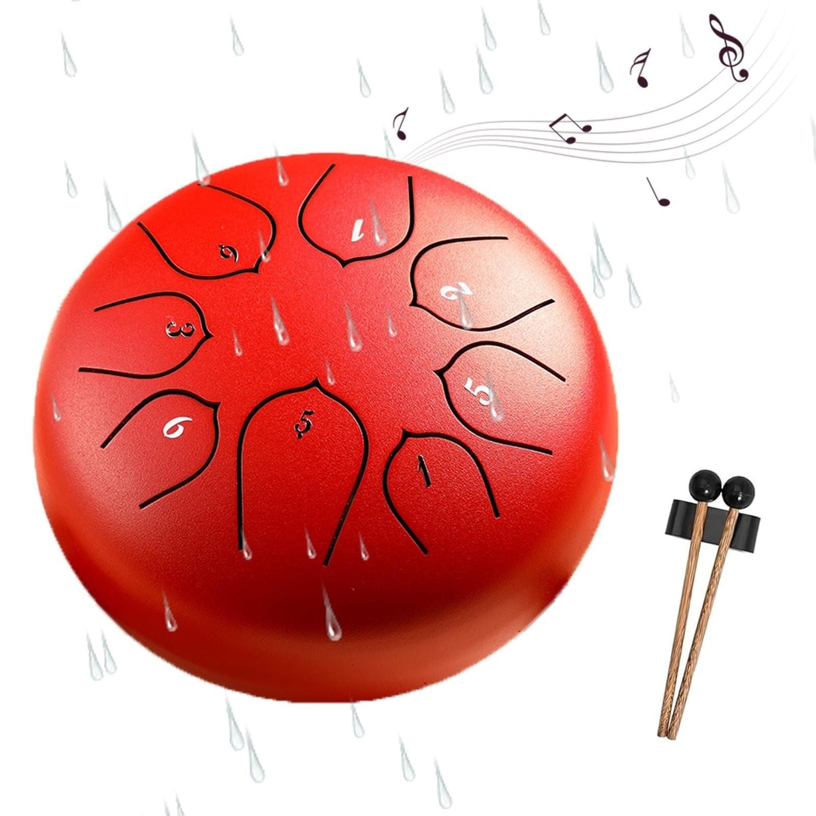 Iluvia Drum Tamburo Della Pioggia Per Giardino - 8 Note, Acciaio Carbonio, Suono Rilassante, Verde Campana Pioggia - Foto 10