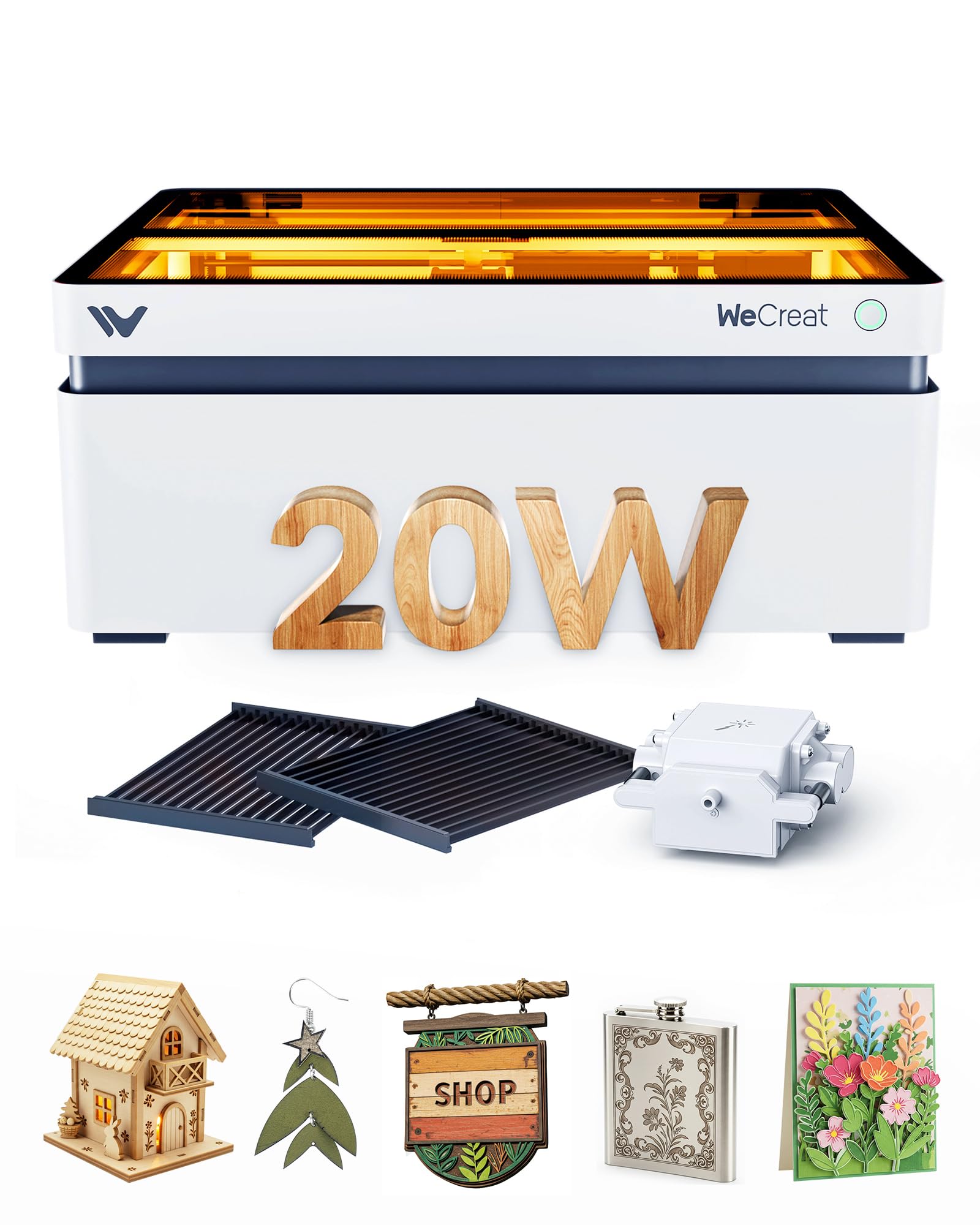 WECREAT Vision 20W Laser Engraver, with Smart HD Camera & Auto-Lifting, Desktop Diode Laser Engraver and Cutter Machine for Beginners Wood Acrylic Metal Leather DIY Gift Making