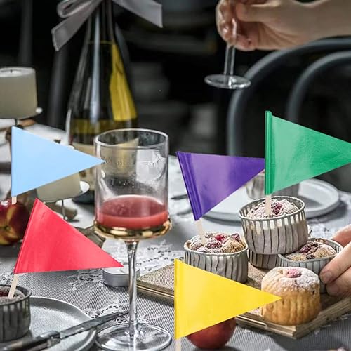 Miniatura 3 de Juego de 100 banderas triangulares coloridas para palillos de dientes, pequeñas, pequeñas, pequeñas, color rojo, blanco, amarillo, triángulo, palo,