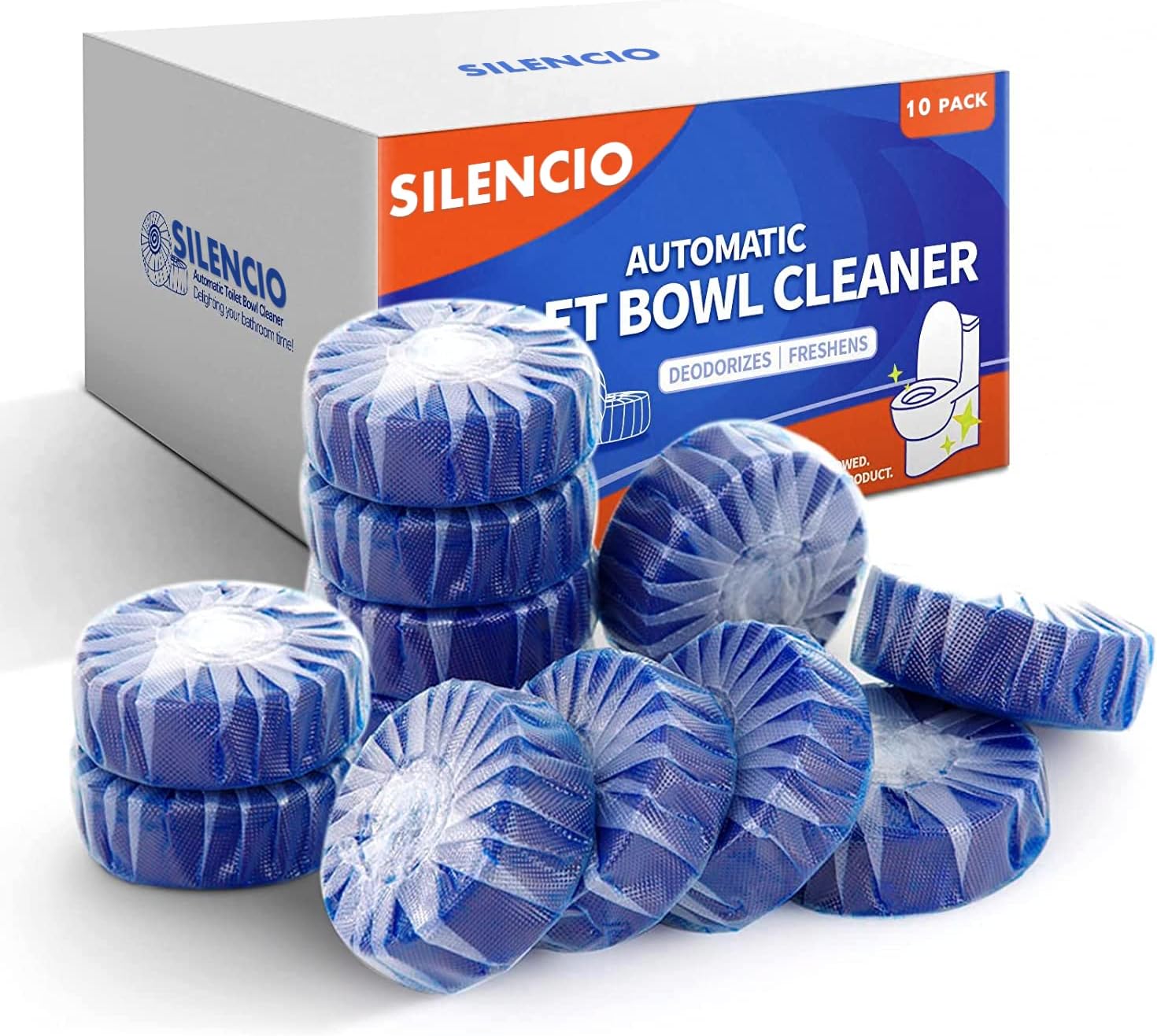 Automatic Toilet Bowl Cleaner Tablets, Bathroom Toilet Tank Cleaner, Toilet Blue Clean Bubbles, Long-Lasting, Mild Lemon Scent, Fresh Air and No Pungent Odor (Pack of 10 Piece)