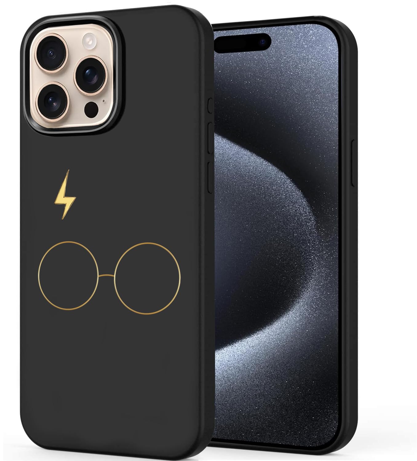 Unov Case Compatible with iPhone 15 Pro (2023) 5G with Harry Head Hallows Embossed Pattern Design Slim Protective Soft TPU Bumper Back Cover