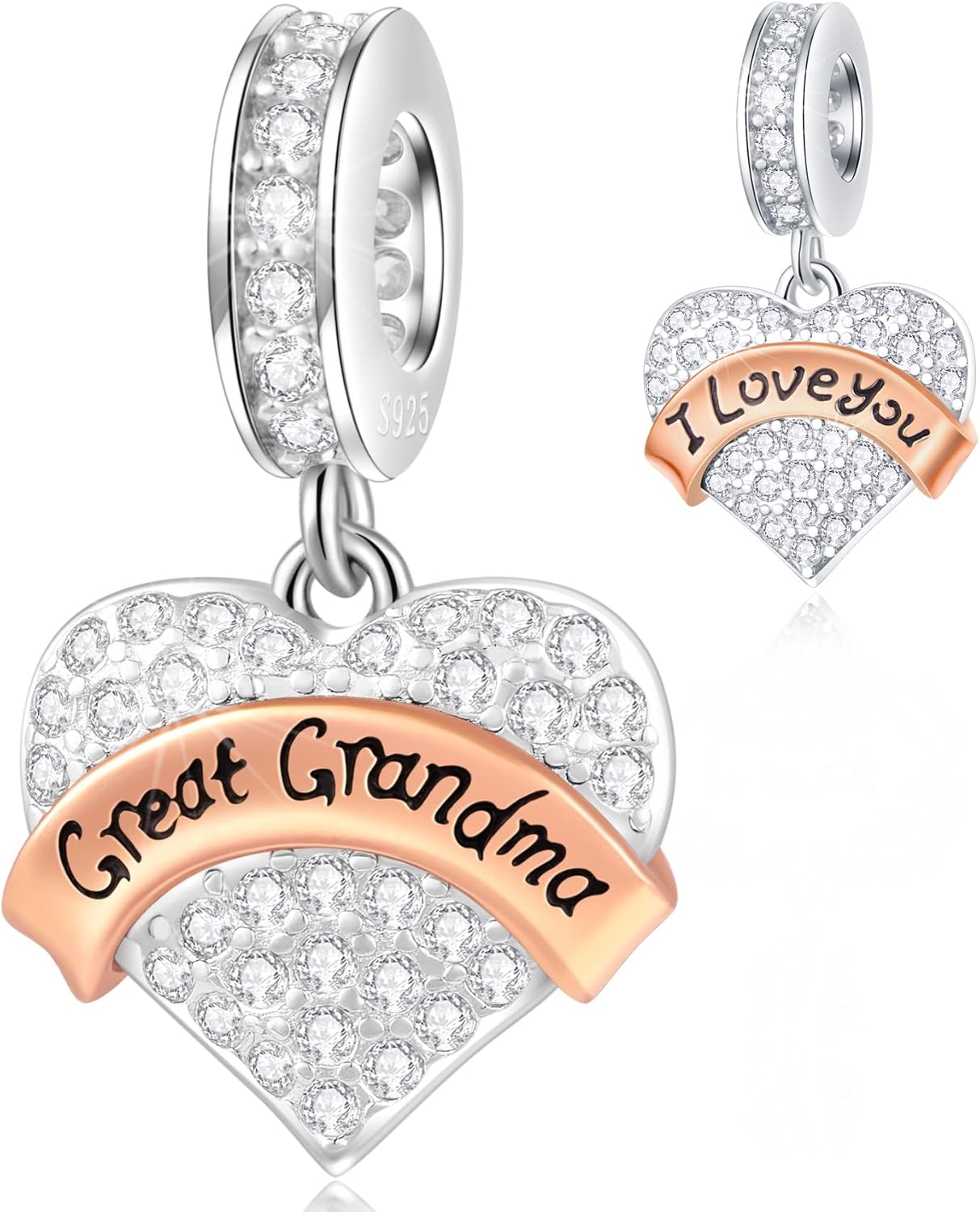 EMOSTAR Family Charms, 925 Sterling Silver Mother Father Daughter Son Sister Brother Godmother Nana Grandma Husband Wife Aunt Niece Cousin Uncle Best Friends, I Love You Dangle, fit European Bracelet