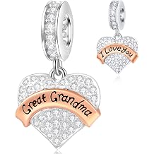 EMOSTAR Family Charms, 925 Sterling Silver Mother Father Daughter Son Sister Brother Godmother Nana Grandma Husband Wife Aunt Niece Cousin Uncle Best Friends, I Love You Dangle, fit European Bracelet