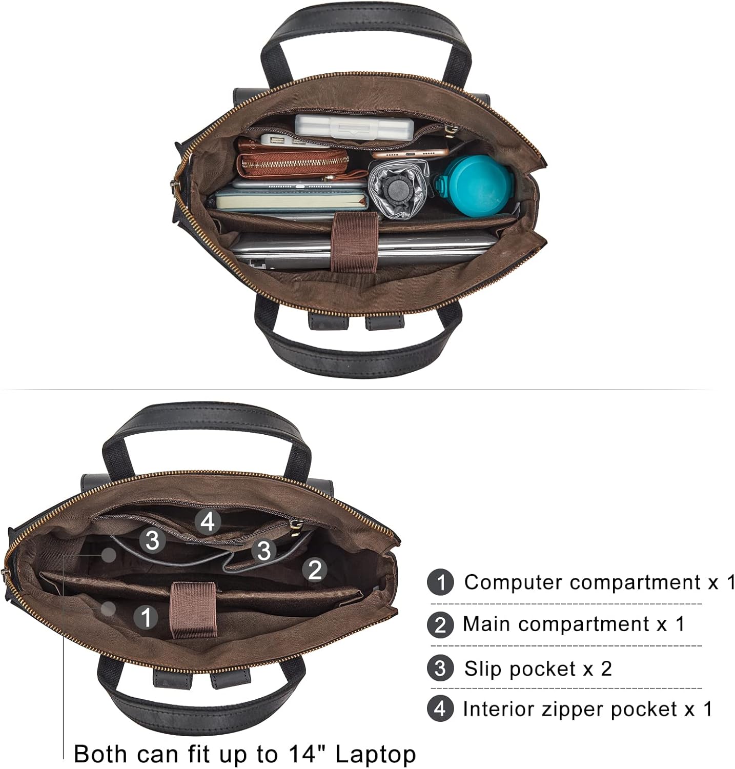 S-ZONE Women Genuine Leather Backpack Purse Retro Top-handle Bags Vintage Totes - Image 5