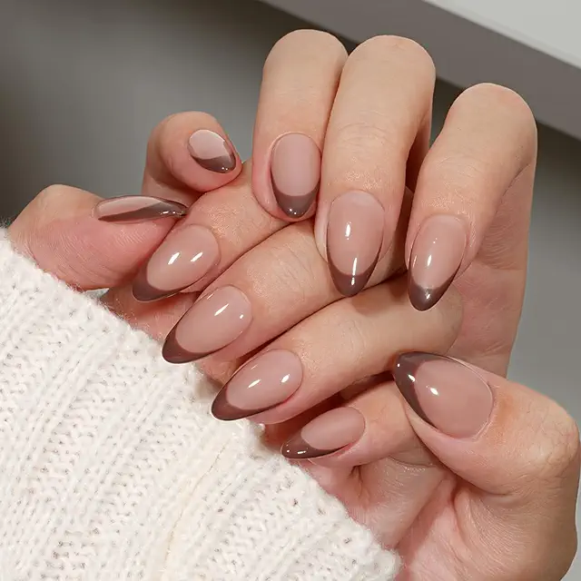 Press On Nails Almond Brown Nude
