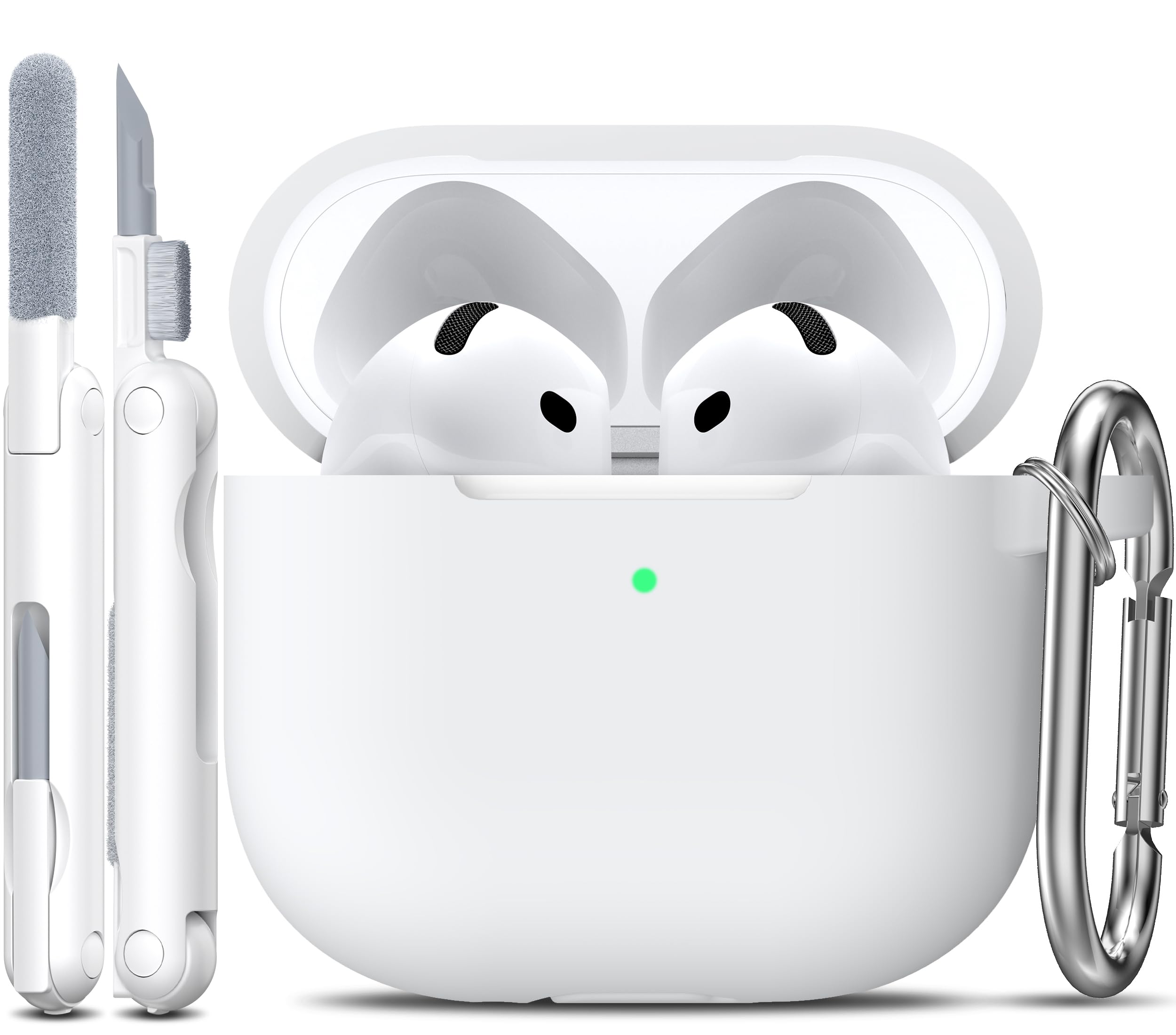 R-fun Funda para AirPods 4 con Kit de Limpieza, Case de Silicona Suave con Llavero, Funda Protectora Completa para Hombres y Mujeres, Compatible con Apple Latest Airpods 4th, Rojo — view 7