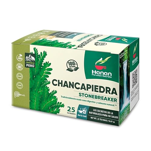 Hanan Peruvian Secrets Té de hierbas Chancapiedra  Rompepiedras 100% natural  25 bolsas de té  Ayuda a promover la función renal normal de forma disponible en Yaxa Colombia
