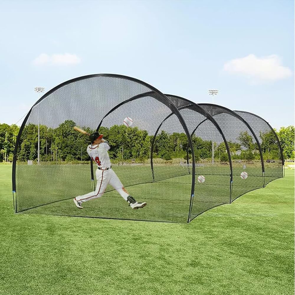 30x10x8ft Portable Collapsible Baseball & Softball Batting Cage Net for Backyard Practice Heavy Duty Hitting Equipment