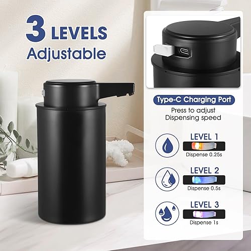 Miniatura 4 de Paquete de 2 dispensadores automáticos de jabón de 13.5 onzas  Dispensador automático de jabón líquido de diseño acanalado para baño y encimera de