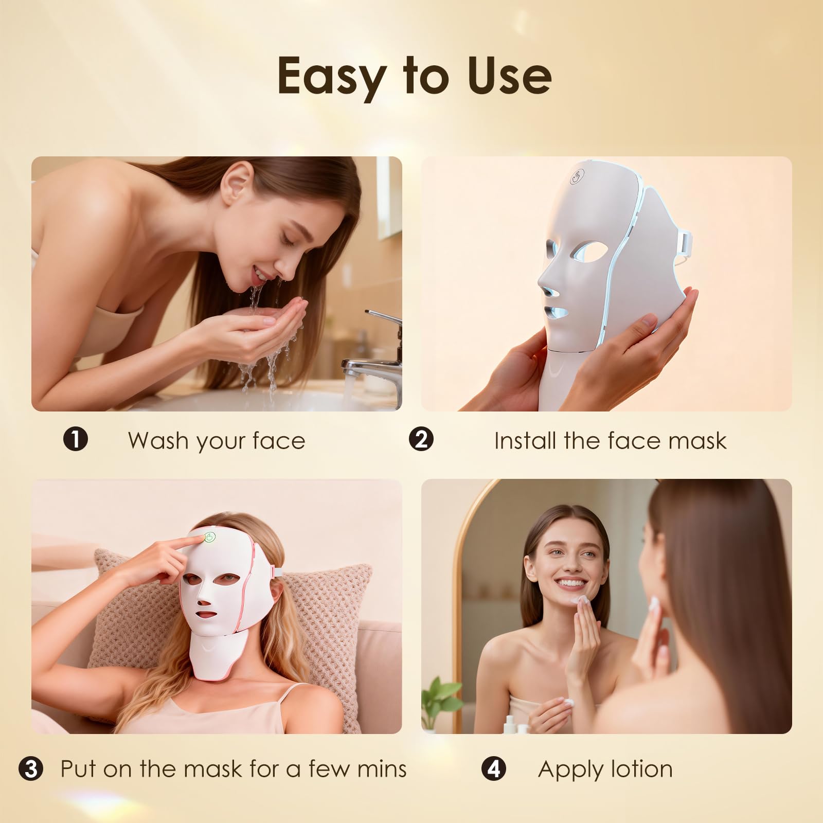 Red Light Therapy Mask for Face,7 Custom Modes for Home Use Travel Yoga