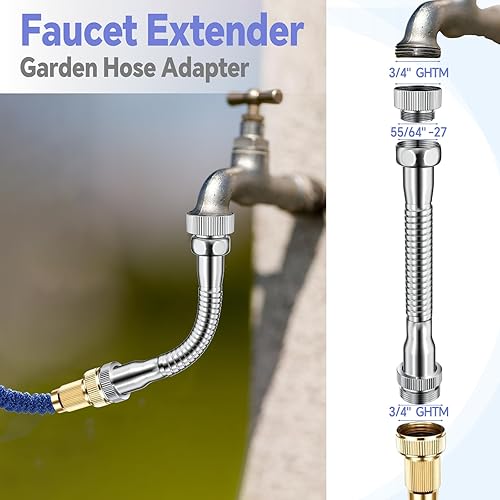 Miniatura 6 de Extensor de grifo, adaptador de manguera de jardín, adaptador de grifo de fregadero de cocina flexible a manguera de jardín para macho de 34