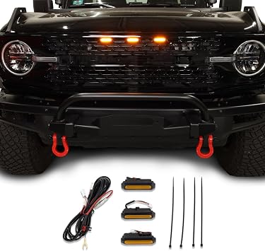 IAG I-Line 3pc Amber Grille Light Kit for High End Grille Badlands, Wildtrak, First Edition fits Ford Bronco 2021+
