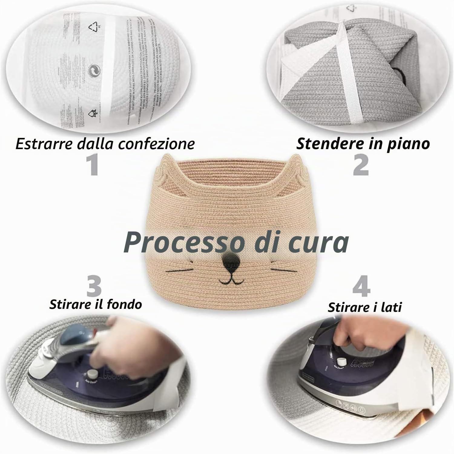 Cesto Portaoggetti in Cotone Intrecciato, Scatola Portaoggetti in Cotone per Gatti, Cestino Portaoggetti per Gatti, Adatto per Riporre Camera da Letto e Soggiorno