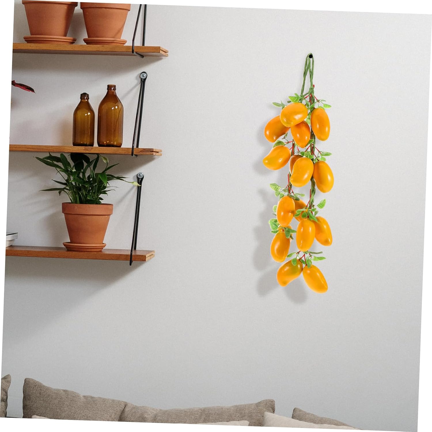 VICASKY 2pcs Lifelike Artificial Mango Hanging Strings Realistic Fake Fruit Kitchen Ornaments for Home Decor Holiday Displays for Farmhouse Decoration Photography Props