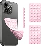 Silicone double-sided forte aspirateur de la tasse de téléphone boîtier amovible - Sans les mains pour les selfies & Vidéos, Poignée Sticky Fidget réutilisable, Support de téléphone facile à nettoyer pour iPhone/Android, 3,74"x2,17"(Baby Blue)