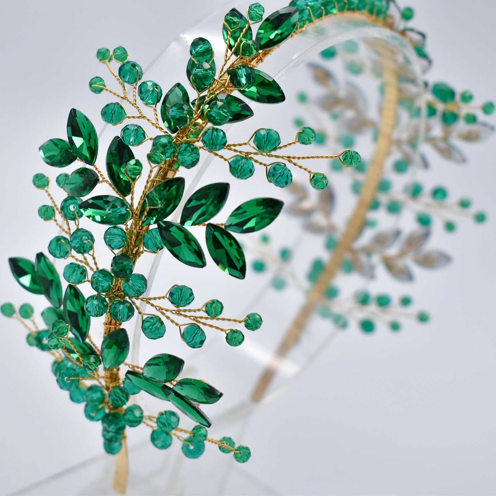 Cerchietto per capelli da sposa con strass | Copricapo fatto a mano per spose (verde), copricapo per feste, balli o compleanni