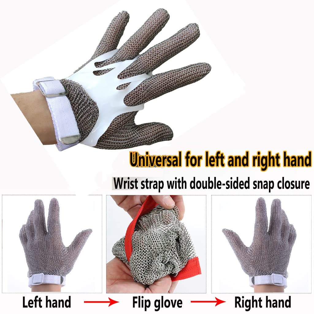 Guantes de Trabajo Anticorte Guantes Resistentes A Cortes, Guantes De COTA De Malla De Metal, Carnicero Chef Carpintería Jardinería Seguridad Guantes De Trabajo (Size : A Pack of One/M)