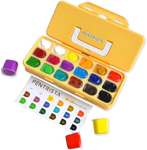 Juego de pinturas Gouache, 18 colores x 1.0 fl oz, juego de pintura Jelly Gouache con caja portátil, pintura no tóxica para lienzo y papel,