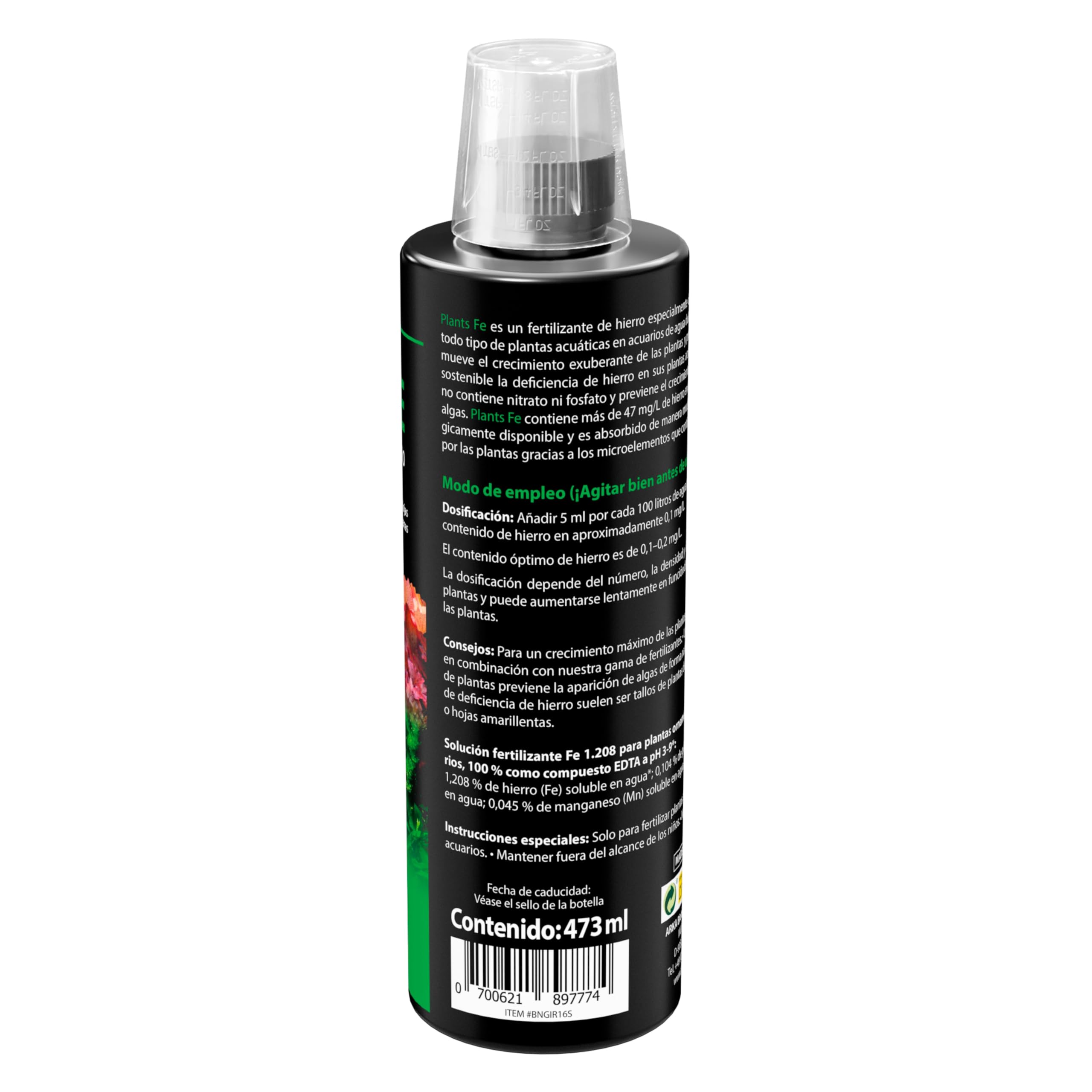 Abono de Hierro Acuario 473 ml – ARKA Plants FE – Fertilizante semanal contra Hojas Amarillas – para Plantas Verdes y sanas – sin nitratos ni fosfatos – Ideal Acuario plantado de Agua Dulce