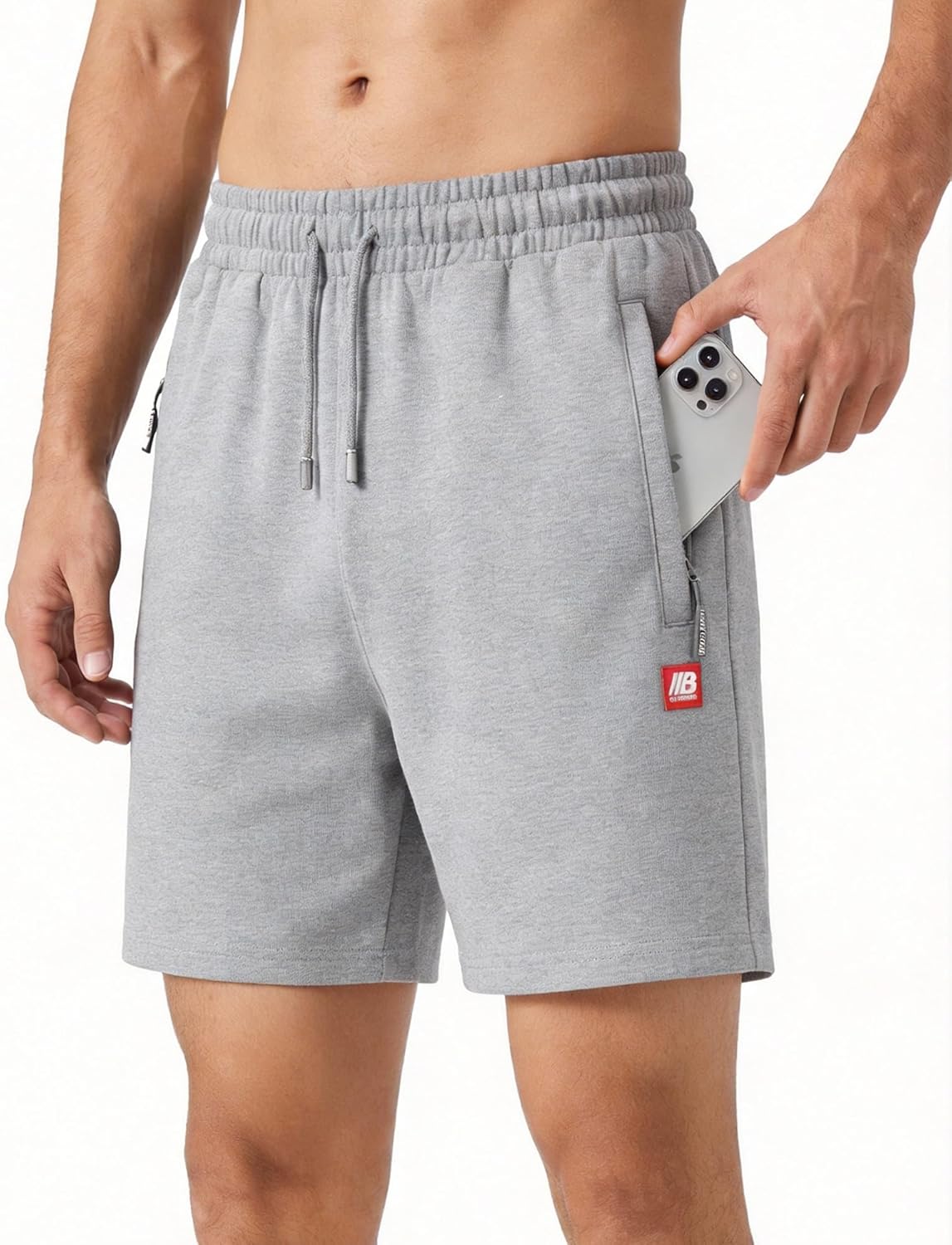 Mens Sweat Shorts Athletic Casual Lightweight Elastic Waist Drawstring Bottom with Pockets