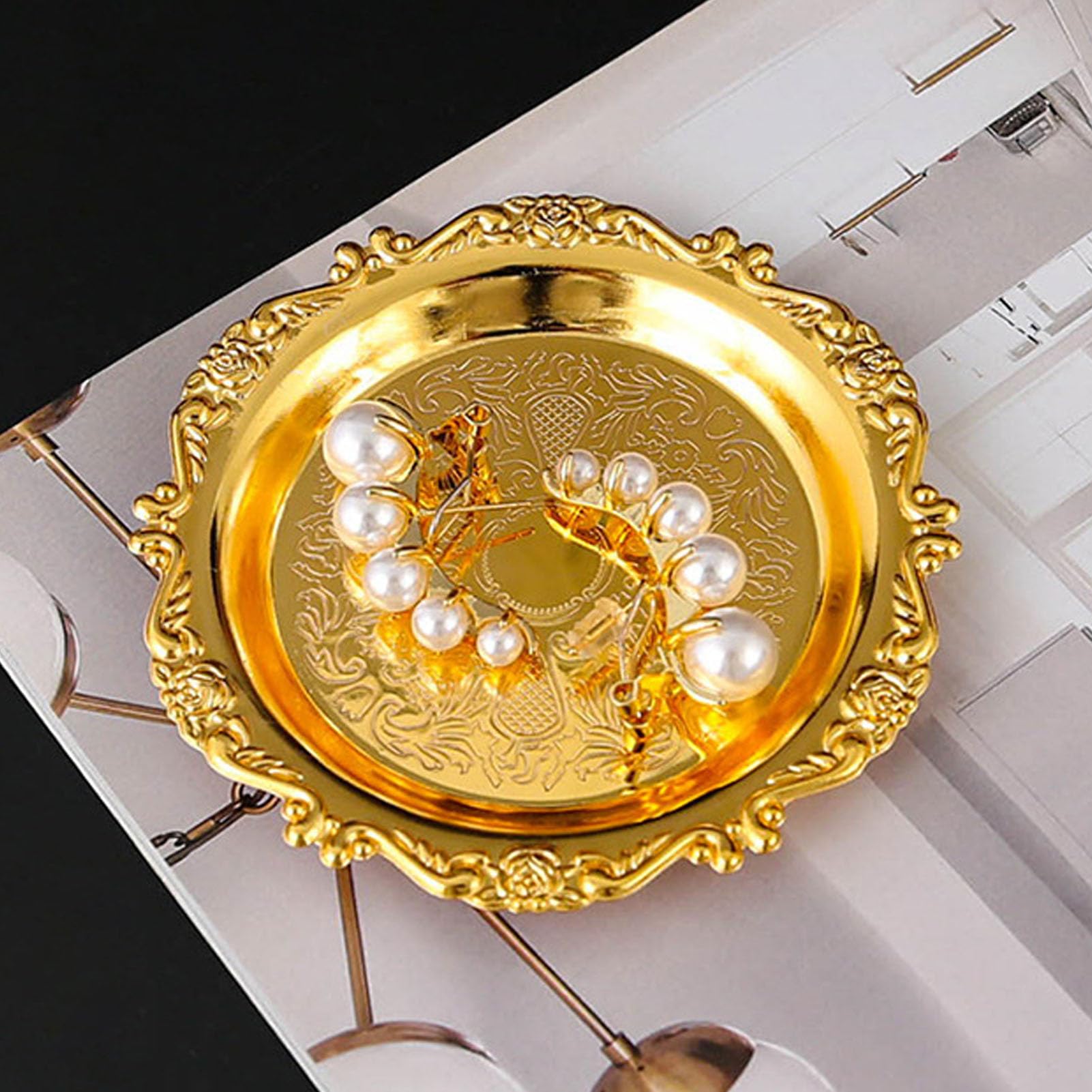 Plaques de Desserts en or, Scoupe à Main en Métal de 6 Pièces 9 Cm, Petites Assiettes pour le Buffet de Mariage et Affichage de Rassemblement
