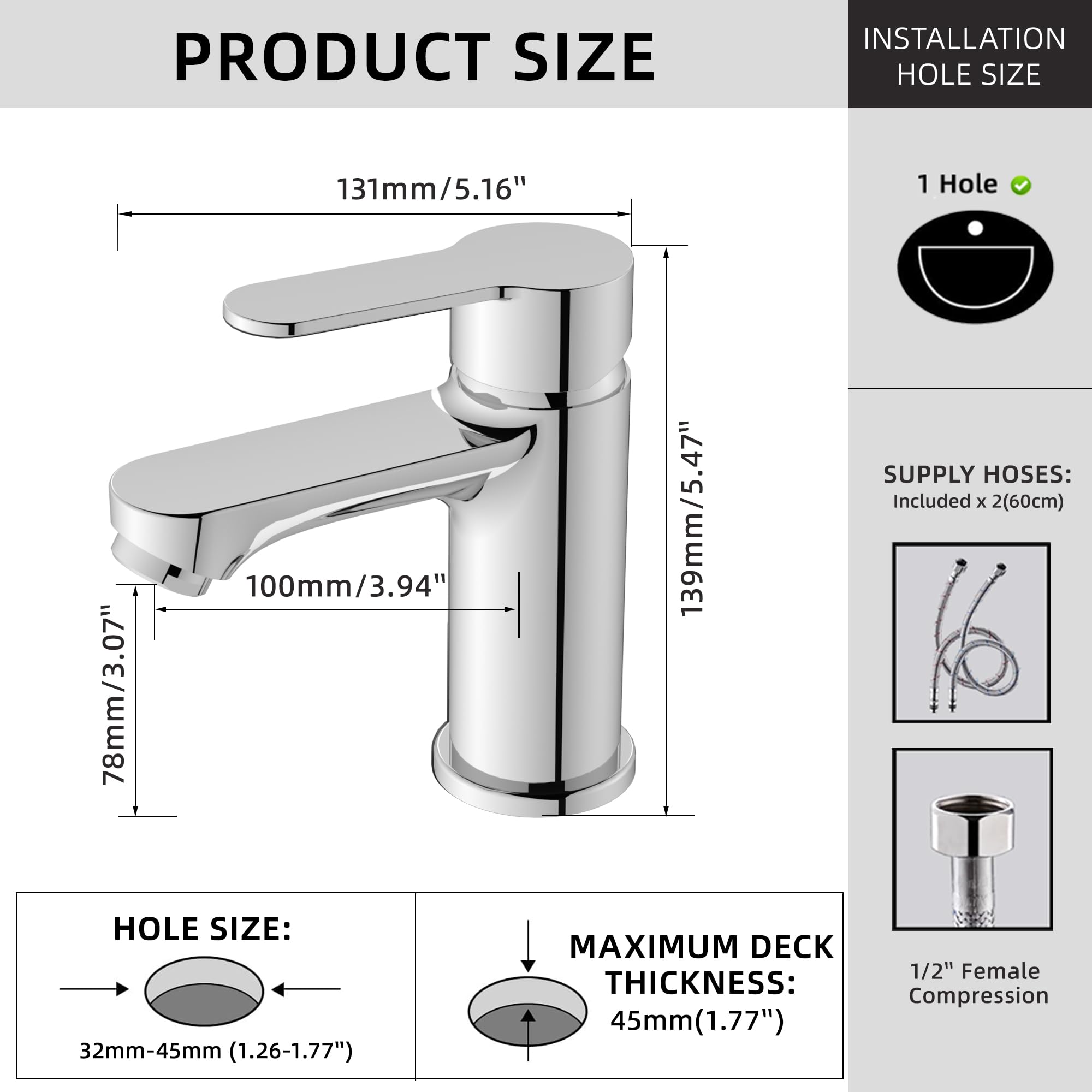BELZ Grifo mezclador de lavabo moderno con desagüe emergente, grifo de baño con doble control de calor y frío, tecnología resistente a fugas, resistente al óxido para baños modernos